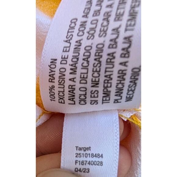 DVF Diane Von Furstenberg Target Smocked Tie Strap Yellow Ginkgo Midi Dress XXS - Picture 5 of 9